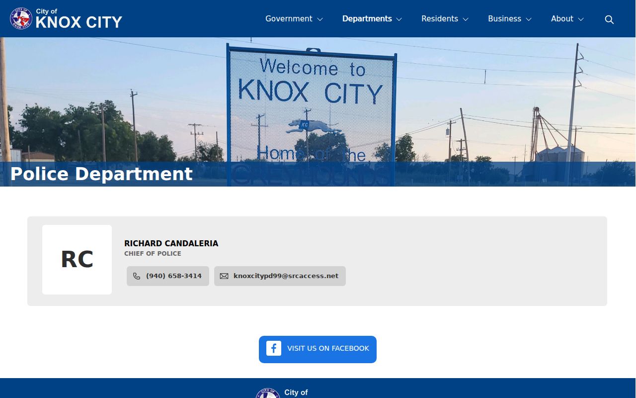 Knox City official police department contact page