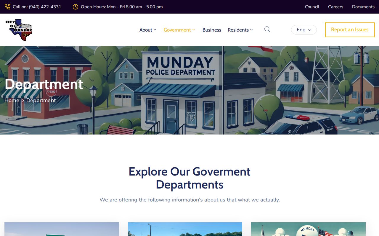 Munday Police Department official contact page