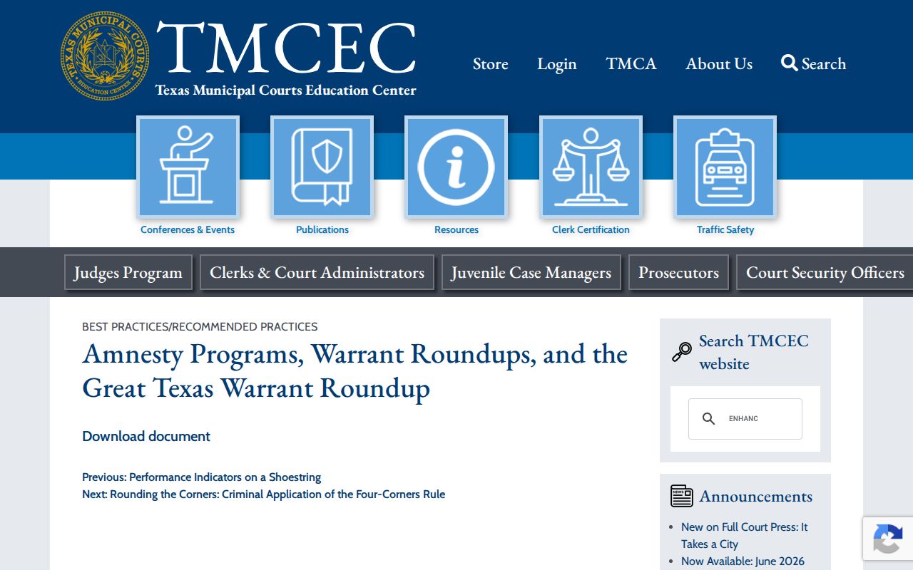 Knox County municipal warrant resolution, Texas court roundup program overview